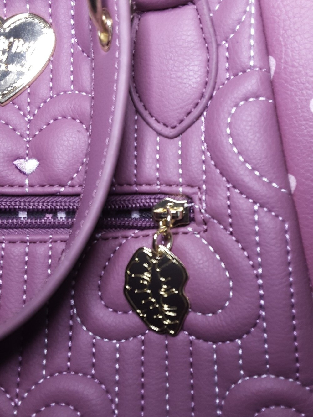 Luv Betsey Mauve Pink Heart-Accent Tote Bag - Picture 6 of 12